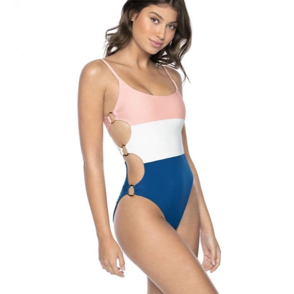 PILYQ Island Blue Ring Side One Piece Swimsuit Sz M - Picture 1 of 9